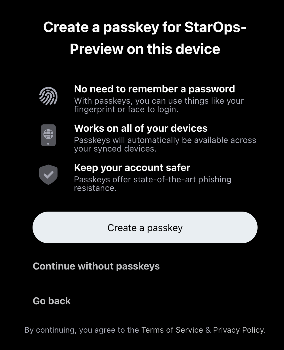 StarOps Passkey