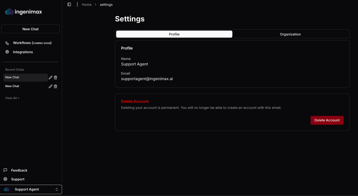 User Profile Settings Banner